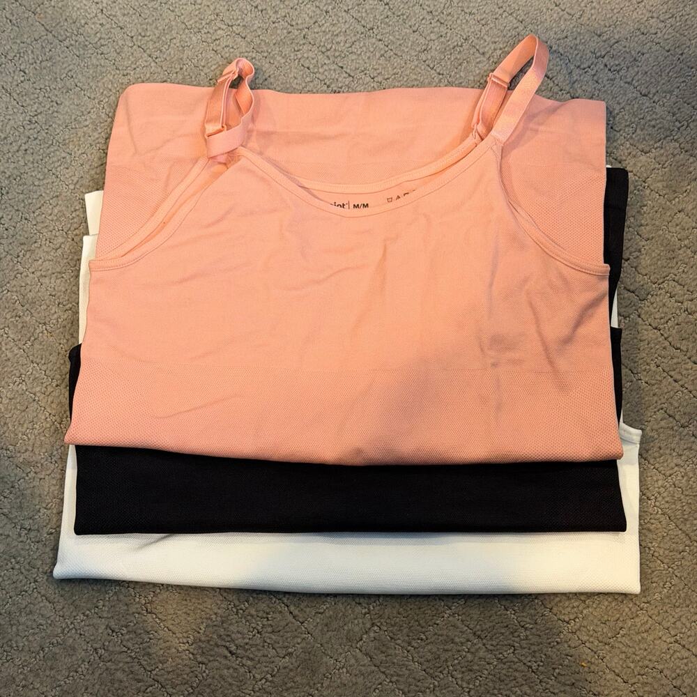 Shapermint Empetua M Scoop Neck Cami 3 piece Bundle Pink Black White NWOT